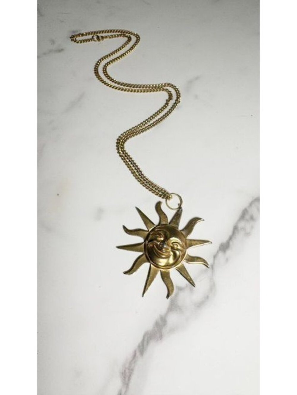 Vintage Golden Sun of Knowledge Necklace - Alva Museum - Sol - Sun Face Pendant